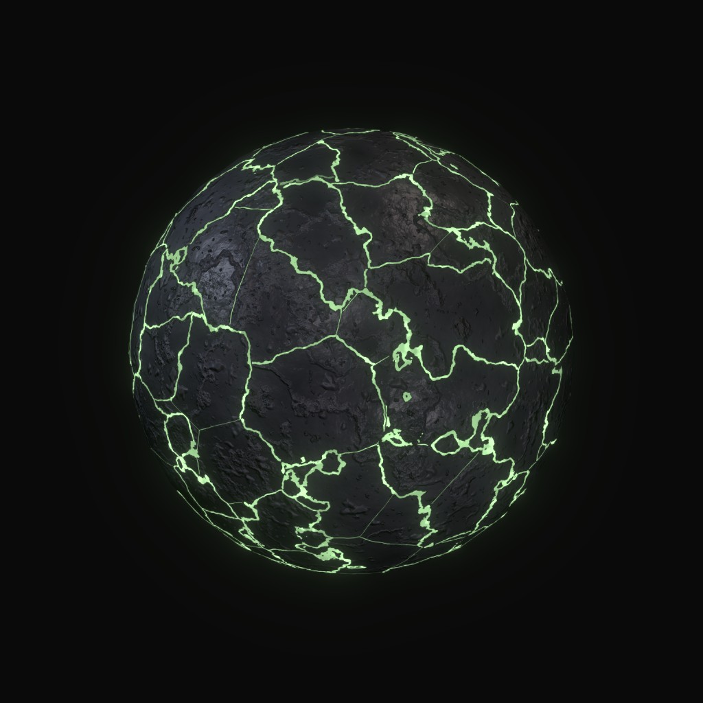 Procedural cracked glowing stone material preview image 1